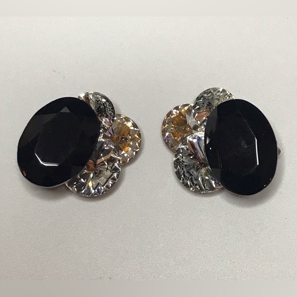 Vintage Earrings Unsigned Glam Clip on - Picture 1 of 3